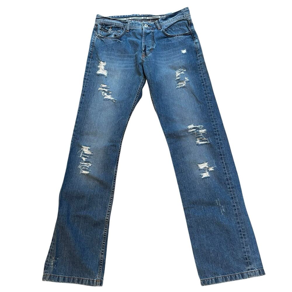 Dolce & Gabbana D&G Magic Straight Low Rise Jeans Y2K Distressed 32x34* NWT
